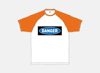 Tシャツ/DANGER　カラー： オレンジ×ホワイト